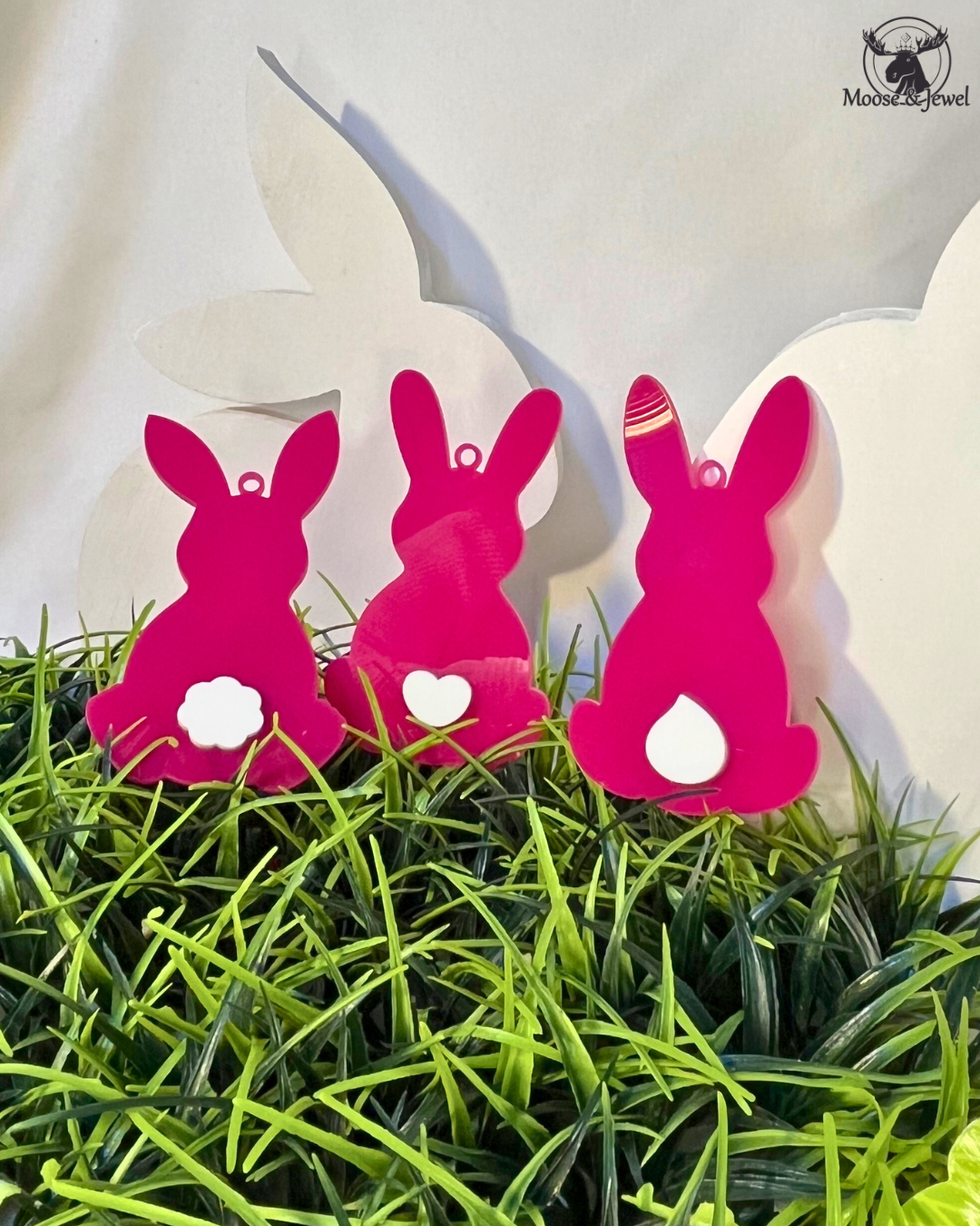 Pink Acrylic Bunny Easter Basket Tags