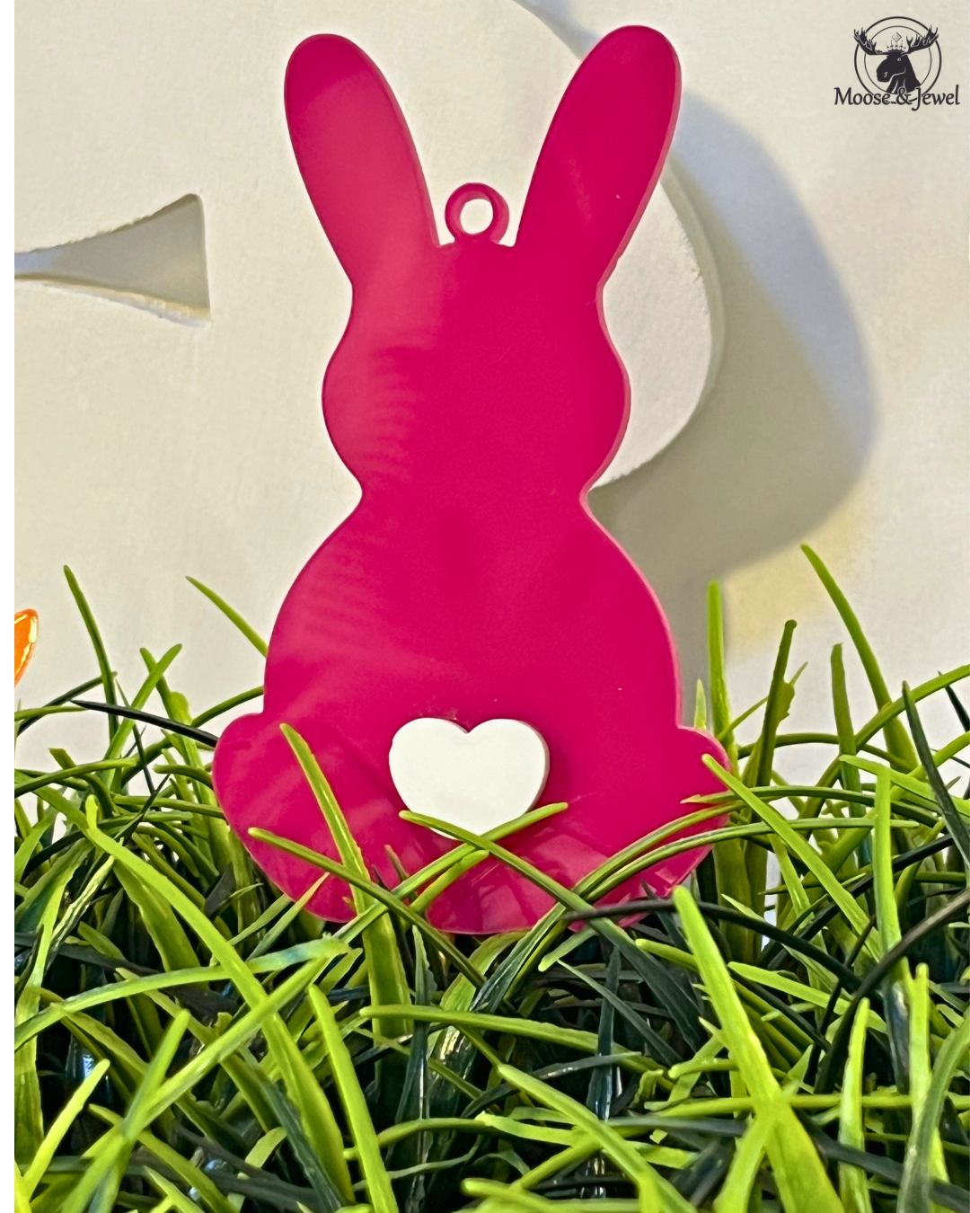 Pink Acrylic Bunny Easter Basket Tags
