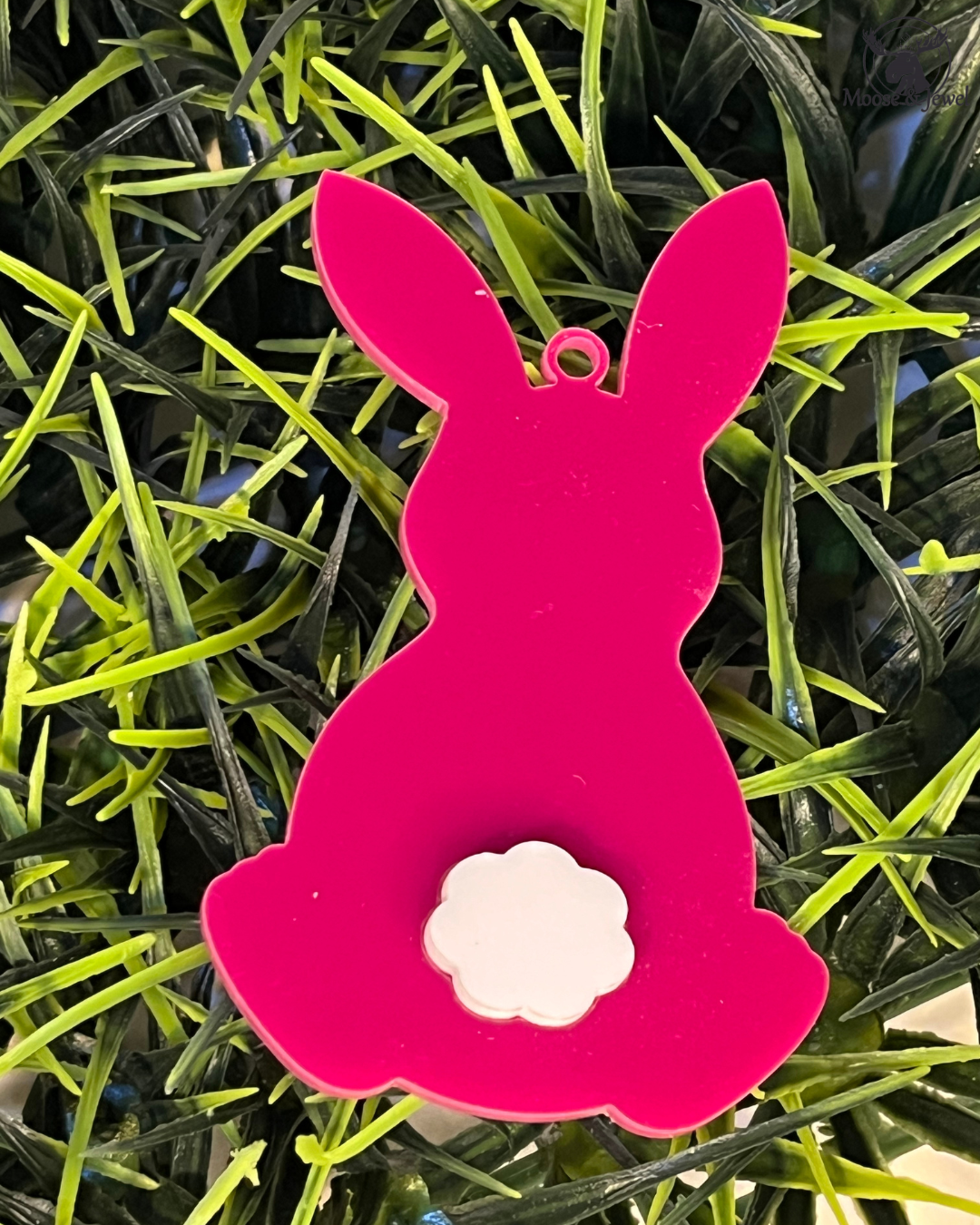 Pink Acrylic Bunny Easter Basket Tags